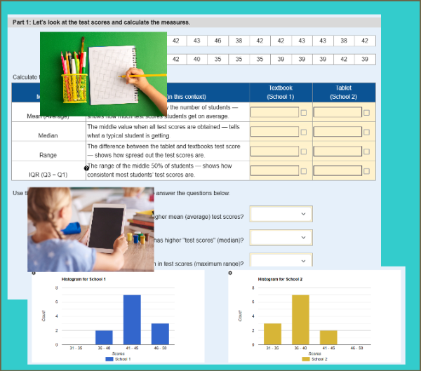 Tablet or Textbook: Mean, Median, Range, IQR & Histogram