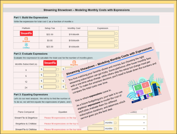 Netflix vs. BingeNow – Write & Evaluate Expressions