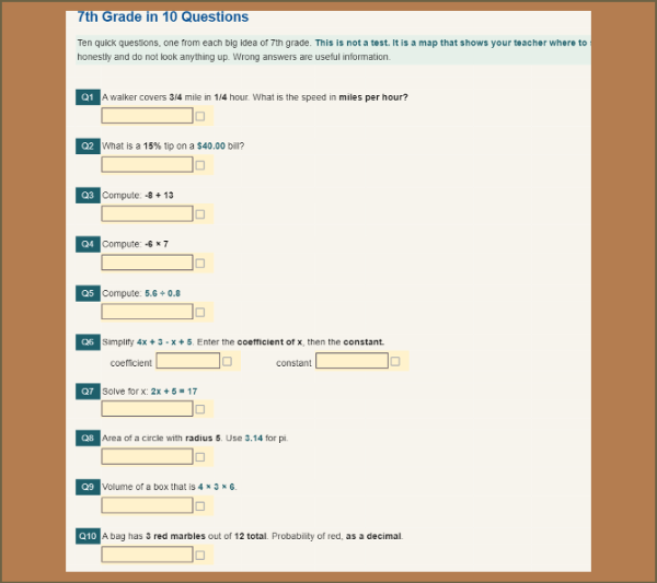 7th Grade in 10 Questions