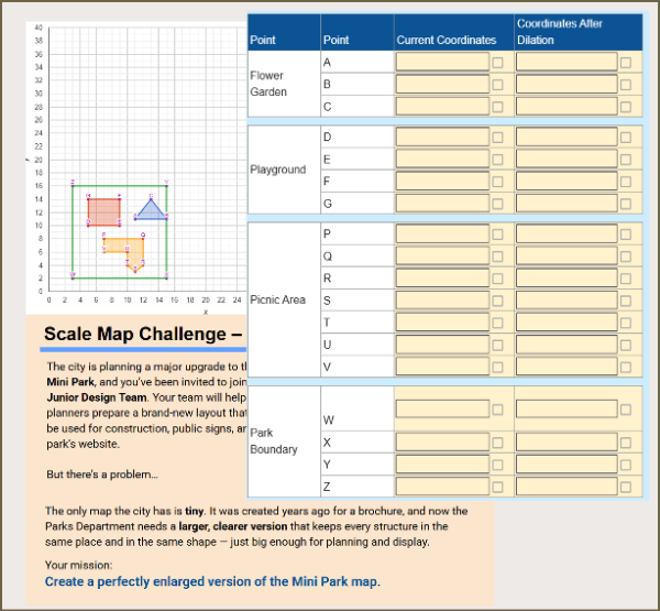 Scaling the Mini Park – Dilation on the Coordinate Plane