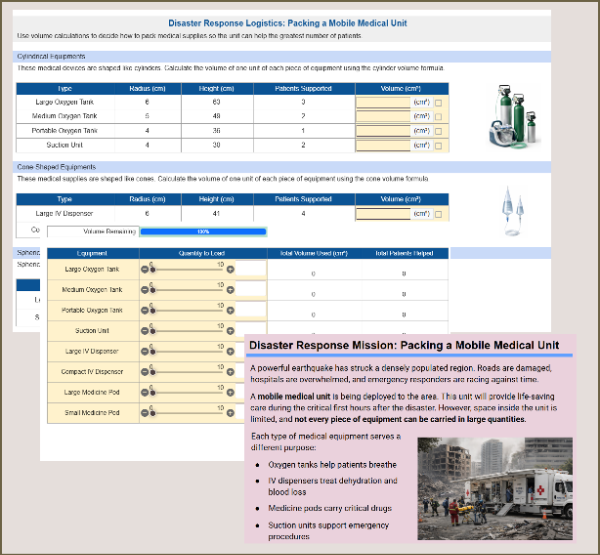 Disaster Response: Packing a Mobile Medical Unit Using Volume Calculation