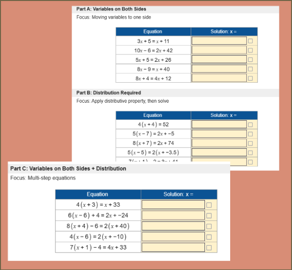 Linear Equations with Variables on Both Sides