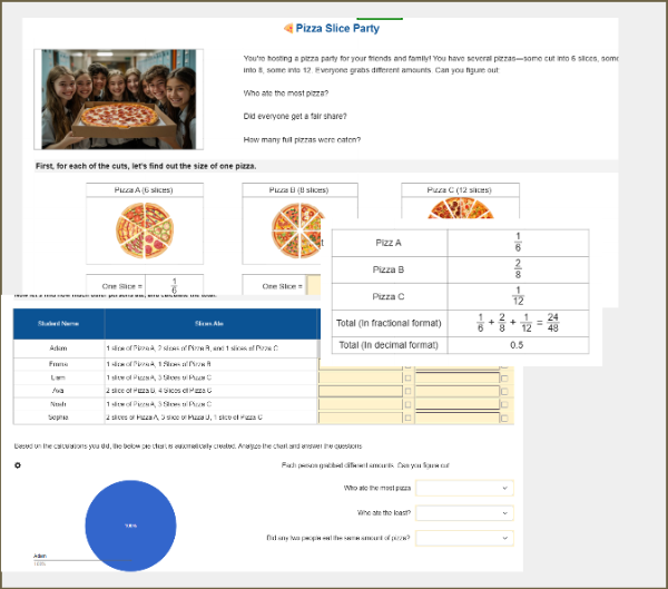 Pizza Slice Party: Fractions & Decimals