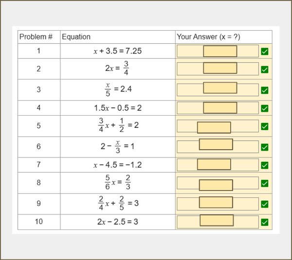 Solving Equations with Rational Numbers